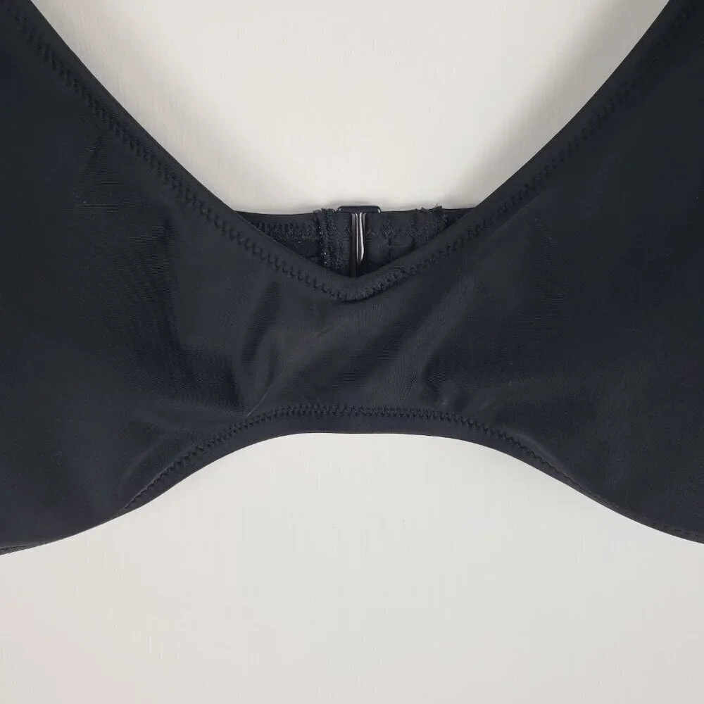 Aerie Scoop Neck Bikini Top Black Minimalist Swim NWT Size XXL